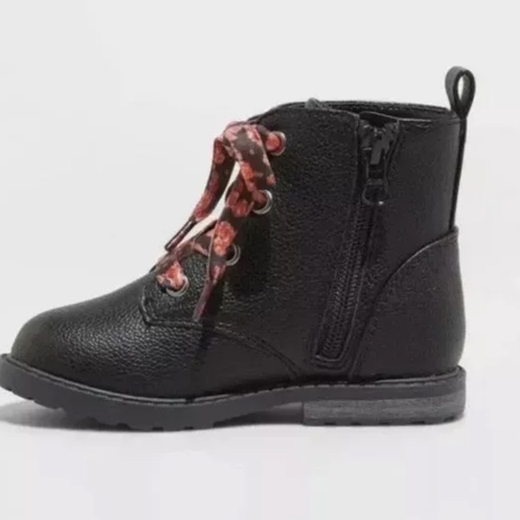 Toddler Girls' Giovanna Lace-up Zipper Combat Boots - Cat & Jack Sz 5 - Picture 2 of 4